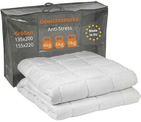 sleepling Gewichtsdecke 155x220, 6 kg, Therapiedecke Erwachsene, Entspannungsdecke gegen Stress und Schlafstörungen, Weighted Blanket, schwere Decke mit Glasperlenfüllung, Made in EU
