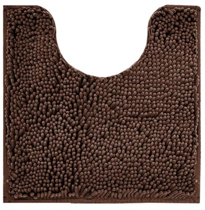 Reyox Tappeto Bagno in Ciniglia, Tappetino per WC a Forma di UMorbido Assorbente Antiscivolo Marrone 2 50x80cm