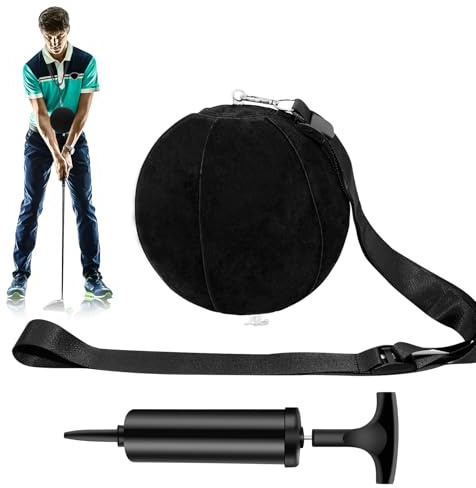 Golfträningsboll smart boll golf träningshjälp uppblåsbar gungträningsboll med uppblåsningspump och justerbart nyckelband, hjälp av golf gunga tränare golf gunga assistent för nybörjare