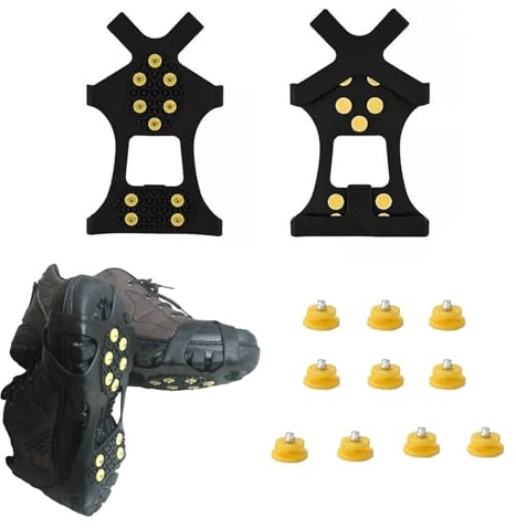 Pinchos antideslizantes para zapatos, tamaño 24-50, fundas antideslizantes para zapatos, 10 remaches, accesorios para zapatos de esquí de fondo, aptos para senderismo, escalada en nieve, montañismo
