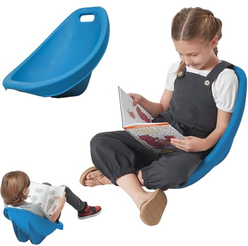 Genérico Silla Mecedora Scoop para Aula, Silla de Piso de plástico para niños, Silla de Lectura portátil con Respaldo, Asiento Flexible para Aula, Silla sensorial para niños de 3 a 9 años,Azul