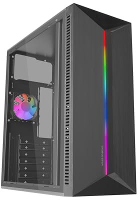 Mars Gaming MC-BLAZE, Case Gaming ATX, 1x Ventola Posteriore FRGB 80mm, Striscia LED RGB Frontale con Effetti Multipli, Finestra Laterale Completa, Mid-Tower PC con Ampia Capacità Interna, Nero