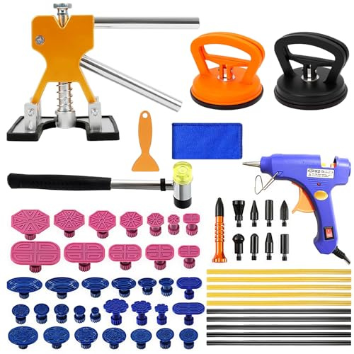 Tel Charme * Car Dent Repair Tool Kit, 64Pcs Car Dent Puller Kit - Paintless Dent Repair Kit with Dent Puller Lifter, Auto Dent Remover Tools for Automobile Motorcycle Body Ding Hail Dent Repair
