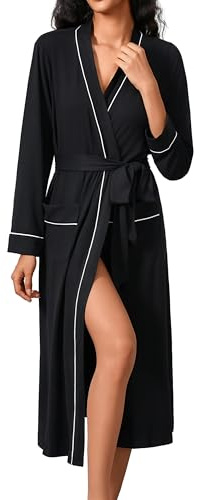 Ekouaer Womens Robe Long Sleeve Bathrobe Lightweight Soft Knit Bath Robes