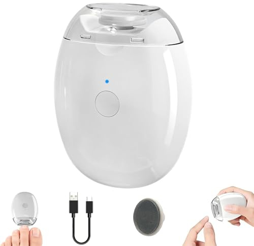 Universal Automatic Fingernail Grinder for Adults, 3-Speed Smart Nail Trimmer LED Light, Built-in Debris Storage, Quiet USB Rechargeable for Thick Nails, One Additional Grinding Head Included (A)