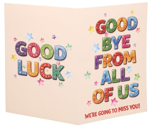 Penitue Gran Tarjeta Despedida, Good Luck Tarjeta Adiós Gigante con Sobre Regalo Despedida Libro Visitas para Jubilación Graduación Compañero Trabajo Maestro Colegas (Amarillo Claro, Estilo Cristal)