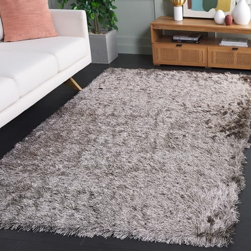 Safavieh Alfombra Shag Sala de Estar, Comedor, Dormitorio - Paris Shag Collection, Pelo Largo, Sable, 152 X 244 cm