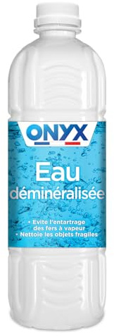 Onyx - Eau Déminéralisée - Fer à Repasser, Lisseur à Vapeur, Décolleuse à Papier Peint, Auto - 100% d’Ingrédients d’Origine Naturelle - Fabrication Française - 1L - Sans Parfum