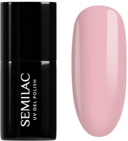 SEMILAC Gel Nail Polish 047 Pink Peach Milk - Full Coverage Gel Polish - Soak Off Easy To Use LED/UV Nail Lamp - Long Lasting Manicure and Pedicure up to 3 weeks