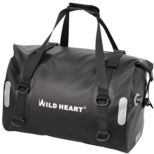 WILD HEART Borsa impermeabile 55L 66L 77L Borsone da moto asciutto per viaggi, motociclismo, ciclismo, escursionismo, campeggio