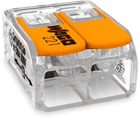 Borne de connexion WAGO-COMPACT 221-612, 2 fils avec levier de commande jusqu'à 6 mm2