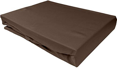 Bettwaesche-mit-Stil Mako Satin Spannbettlaken Spannlaken Spannbetttuch (120 cm x 200 cm, Matratzenhöhe 12-20 cm, Dunkelbraun)