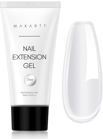 Makartt Poly Nail Gel, Long Lasting 3D Gel for Nail Art, Quick Nail Builder Extension Gel 50ML, Natural Look White Pink Clear Rosy for Technician Starter DIY Salon for Woman (Clear)