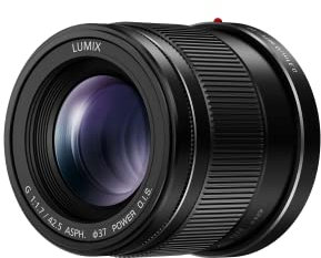 Panasonic Lumix H-HS043 - Objetivo Focal Fija para Cámaras de Montura M4/3 (Focal 43 mm, F2.8, Tamaño Filtro 46 mm, Lentes Asféricas, Mega O.I.S), Negro