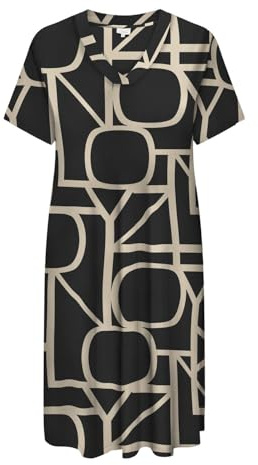ONLY Carmakoma Vestido de Mujer Corte Normal V-Cuello Midi Vestido, Negro, M