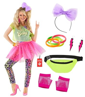 Morph Costume Anni 80 Donna - Vestito Carnevale Anni 80 per Halloween, Compleanni e Party, Abbigliamento Vintage Donna., L