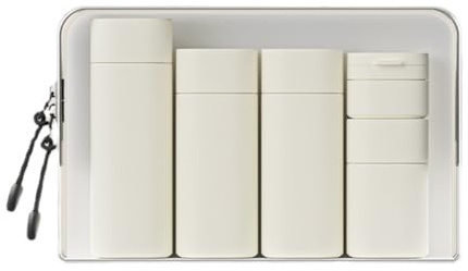 FANPOI 5pcs Cream Dispenser Bottles Set - TSA Approved Travel Essentials, Beige, Modern