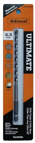 Adiseal Ultimate Masonry Multi-Material Carbide Drill Bit 6.5mm. Drill Faster, Quieter & Safer.