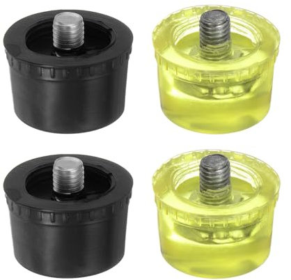 sourcing map 2set Hammer Replacement Heads 40mm/1.6 Dia Double Faced Plastic & Polyurethane Mallet Accessories for Leather Crafts Wood Flooring Installation, Black Yellow