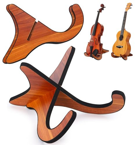 Ohlove Violinen-Ukulelenständer, tragbarer Holzständer für Mandolinen und Banjo, 2 Stück