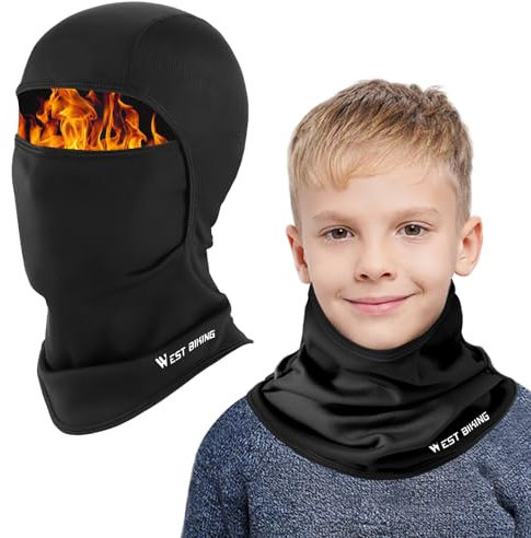 AYPOW Pasamontañas Térmico Niños 4-12 Años, Invierno Multifunción Prueba de Viento Forro Polar Cálido Máscara de Esquí Ciclismo Sombreros Gorro con Calentador de Cuello, Mascarilla Niños Niñas