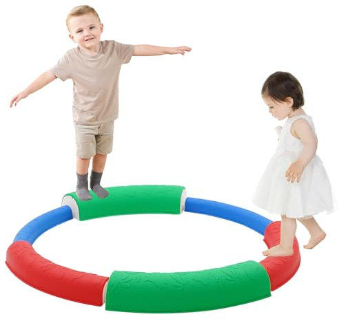Schwebebalken für Kinder,Balanciersteine mit Anti Rutsch Pad für Koordination und Stabilität,Montessori Spielzeug Drinnen und Draußen,Gymnastik Hindernisbahn Spielzeug für Mädchen Jungen