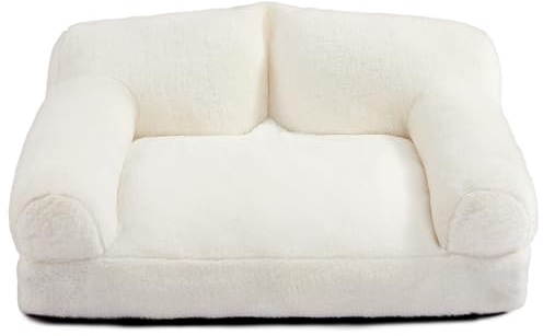 Hollypet Letto per Gatti Letto per Cani di Piccola Taglia, Soffice Divano Lettino in Peluche per Gatti e Cuccioli, Morbido Divano Traspirante Nido per Animali Domestici, Beige