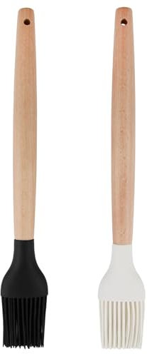 Lot de 2 pinceaux de cuisine en silicone avec manche en bambou, pour une utilisation polyvalente, nettoyage facile