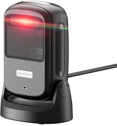NetumScan Hands-Free Barcode Scanner, 1D 2D QR Desktop USB Wired Barcode Reader with Auto-Sensing, 1M Pixel CMOS for Inventory Management, Retail, POS System, Windows Mac Linux