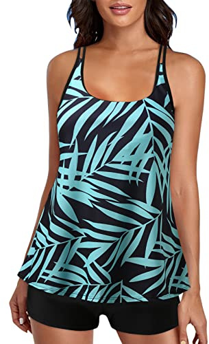 Tankini Set Dam Strandkläder Hög Midja Strandkläder Sommar Plus Size Push Up Tankini Tvådelad Magkontroll Simning Toppar Och Shorts Böjd Pool Elegant Baddräkt Kvinnor