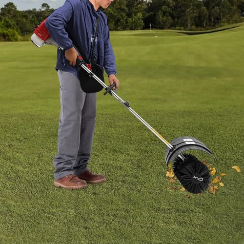 Spazzaneve a benzina, spazzaneve con setole da 52 cm, per prati costieri, cortili, vialetti, marciapiedi, motore a 2 tempi, per rimuovere il pelo, terra, terra, nero, rosso