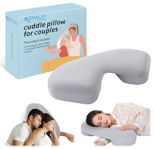 ROYALAY Cuddle Pillow, Adjustable Height Side Sleeper Pillow with Arm Hole for Adults, Memory Foam Neck Support for Couples Relieve Pressure with Washable Cover