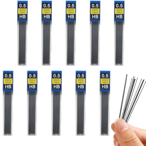 EUZOIX 120 Pezzi Ricariche Mine 0,5 Mm Hb Infrangibili Per Portamine Ricariche Di Ricambio Per Matita Per Casa Scuola Schizzi Artistici Disegnare Scrivi