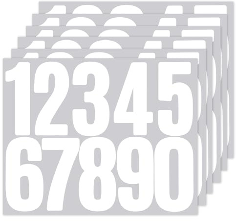 6 Sheets White Mailbox Sticker Number for Outside, Self-Adhesive Large Number Stickers 0-9, 3inch House Numbers Stickers, Signs, Door, Cars, Trucks, Home, Business, Address Numbers