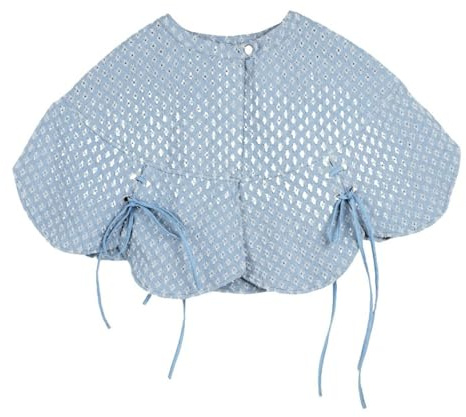 UERSJWYSO Dam Denim Beskuren Kofta Poncho Kraglös Knapp Sidoslits Casual Sliten Jean Cape Shrug Topp,Light blue,One Size