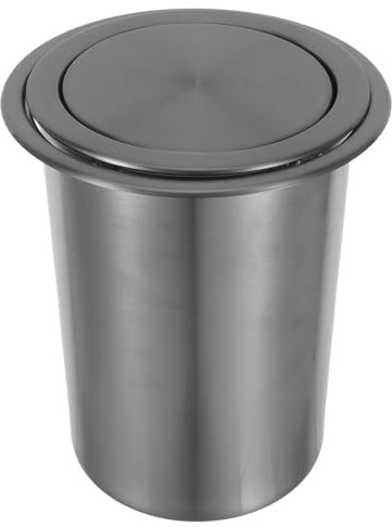 OSALADI Cubo de Basura Empotrado de Encimera de Acero Inoxidable 29L con Tapa Abatible para Cocina Oficina y Restaurante Set de 3 Piezas Resistente a Arañazos y Optimización de Espacio