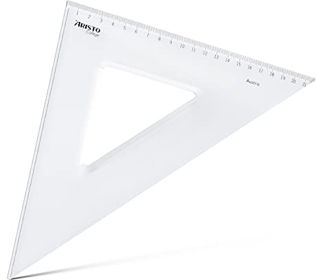 Aristo AR23430 College triangel 45° (hypotenös 30 cm, bläckkanter och fasett, plast) transparent
