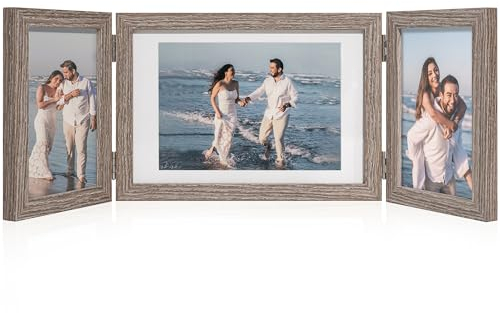 Afuly Cornice Per Foto Collage in Legno 3 Immagini Per 10x15 e 13x18 Cornice Per Foto Rustica Marrone Multipla Regalo Di Nozze Di Famiglia