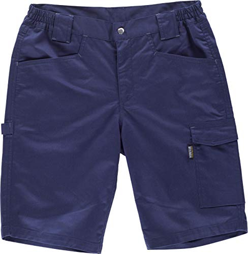 Work Team Pantalón Corto o Bermuda de Tejido Elástico bidireccional por Construcción. Dos Bolsos de Abertura Inclinada en los costados y un Bolso Lateral con Pliegue, Trabajo. Hombre Marino XX Large
