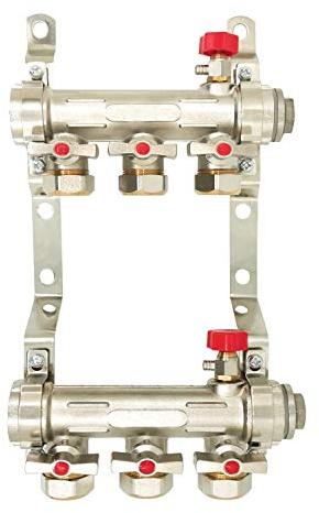 Colector calefaccion suelo radiante por agua 2 3 4 5 6 7 8 salidas para tuberia pex - colector radiadores laton con valvula (8 salidas)