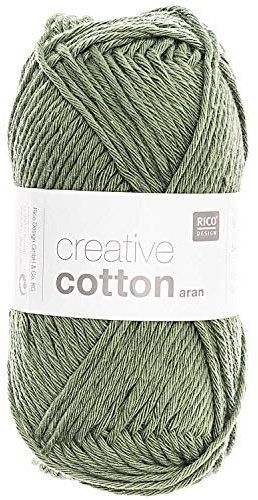 Rico Creative Cotton aran Fb. 66 efeu, Baumwollgarn zum Stricken und Häkeln, Häkelwolle