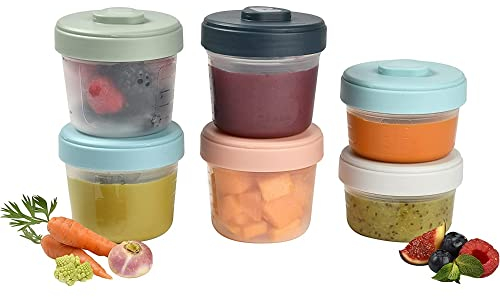 BÉABA, 6er-Set Aufbewahrungsbehälter, Clip, Stapelbare Behälter, 100 % Luftdicht, Einfrieren, Muttermilch, 2 x 90 ml + 4 x 150 ml