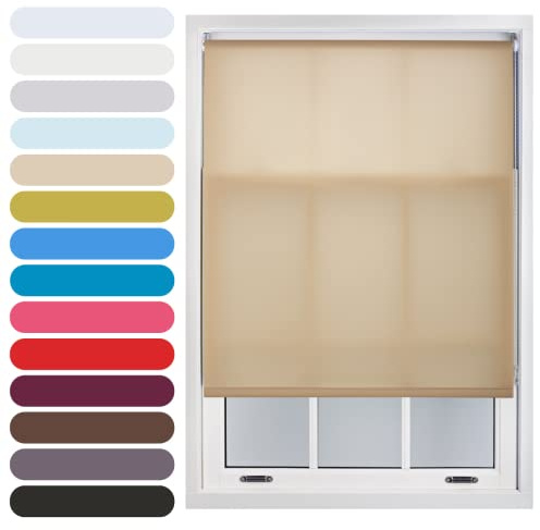 FURNISHED Daylight Roller Blinds Window Shade, Cappuccino, 45W x 165L cm | Trimmable blinds easy install non-blackout fabric complete roller blind kit for kitchen living room bedroom
