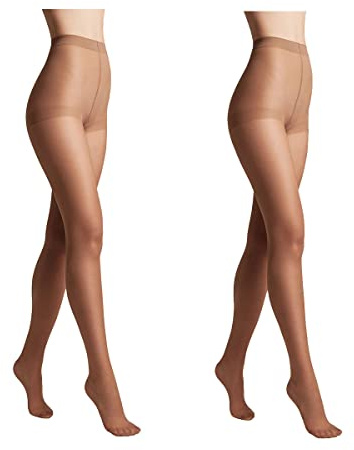 Conte elegant 2er-Pack langlebige Damenstrumpfhose Halbmatt - SOLO 40 DEN - Damen Feinstrumpfhose Strumpfhose mit markiertem Höschenteil - Einfarbig Farbe Natural Größe 5