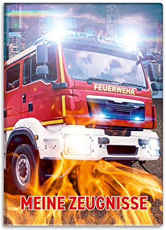itenga Carpeta para certificados con diseño de bomberos, DIN A4, para niños, jóvenes y estudiantes