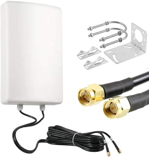 UniteCom Antenna direzionale ad alto guadagno 4G/5G Cavi da 10 metri LTE MiMo Panel Pole montabile a doppio ingresso Internet mobile a banda larga impermeabile IP67 Diversità Antenna
