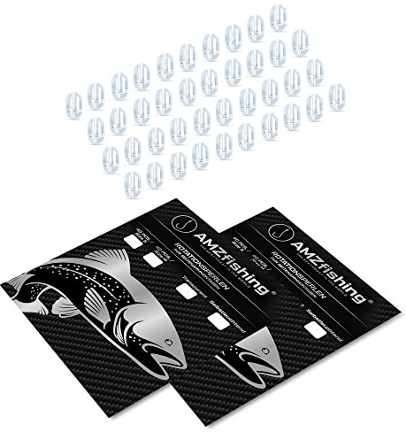 NEU AMZfishing Lot de 40 perles rotatives, transparentes ou fluorescentes, à 2 voies, ligne jig, leurre, accessoires de pêche, rotatives, pour la construction de bas de ligne (transparentes, 40, S)