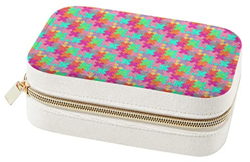 Plush Velvet Travel Jewelry Box Organizer, Travel Jewelry Organizer Box, Small Jewelry Boxes for Women Fluorescent Jigsaw Puzzle