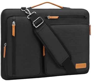 MOSISO 13 Pollici Borsa Tracolla Laptop, 13 Pollici Custodia Computer Compatibile con MacBook Air M4 M3 M2 M1 2025-2018/Pro M2 M1,Lato Open Borse Messenger&4 Cerniera Tasche&Handle, Nero