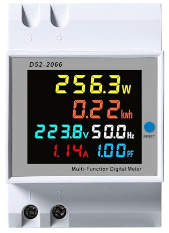 Jadeshay Compteur d'énergie Compteur électrique monophasé Din Rail KWH Compteur AC40-300V 100A, Puissance Électricité Volt Amp Watt Consommation Voltmètre Ampèremètre, avec CT